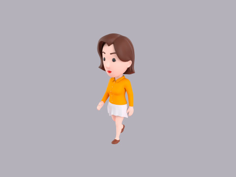 Cartoon Female Character Rigged 070 Modèle 3D