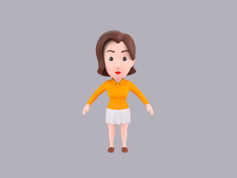 Cartoon Female Character Rigged 070 Modèle 3D