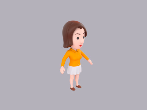 Cartoon Female Character Rigged 070 Modèle 3D