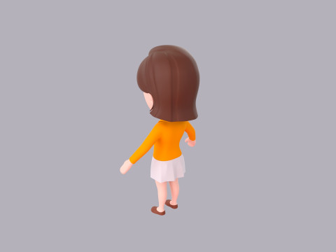 Cartoon Female Character Rigged 070 Modèle 3D