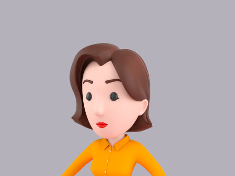 Cartoon Female Character Rigged 070 Modèle 3D