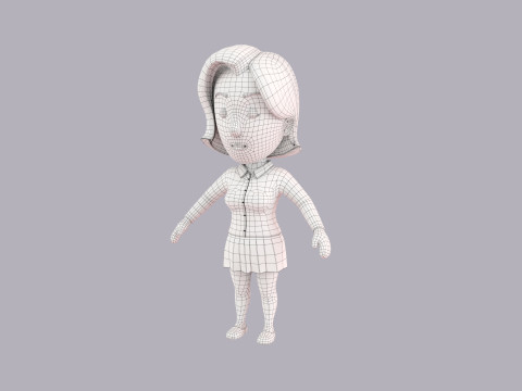 Cartoon Female Character Rigged 070 Modèle 3D