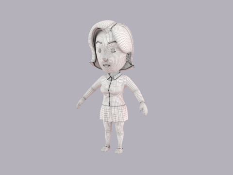 Cartoon Female Character Rigged 070 Modèle 3D