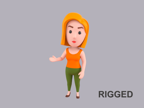 Cartoon Female Character Rigged 071 3D मॉडल