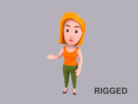 Weibliche Zeichentrickfigur manipuliert 071 3D Modell