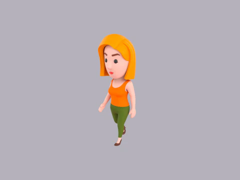 Cartoon Female Character Rigged 071 3D Model