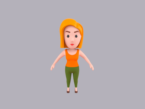 Cartoon Female Character Rigged 071 3D मॉडल