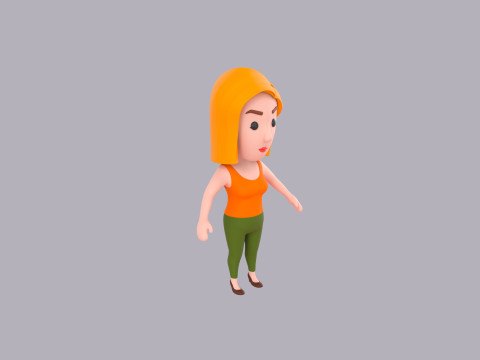 Cartoon Female Character Rigged 071 3D मॉडल