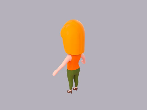 Cartoon Female Character Rigged 071 3D Model