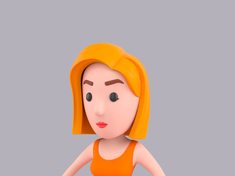 Cartoon Female Character Rigged 071 3D मॉडल