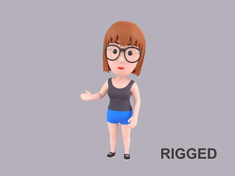 Personaje femenino de dibujos animados ama&ntilde;ado 072 Modelo 3D