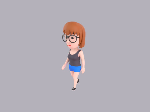 Cartoon Female Character Rigged 072 Model 3D