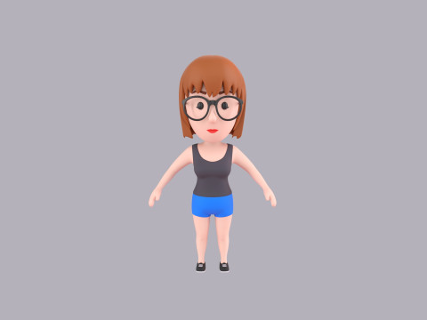 Cartoon Female Character Rigged 072 Model 3D