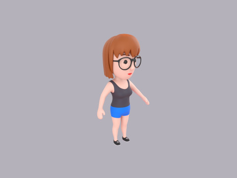 Cartoon Female Character Rigged 072 Model 3D