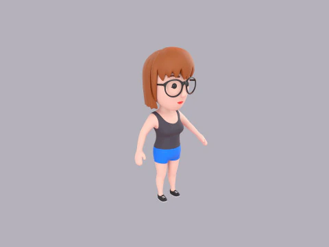 Cartoon Female Character Rigged 072 3D Model