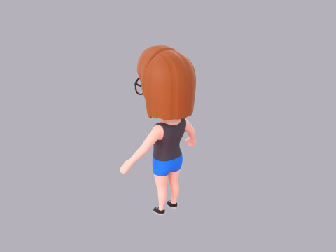 Cartoon Female Character Rigged 072 Model 3D