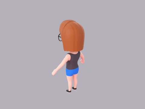 Cartoon Female Character Rigged 072 3D Model