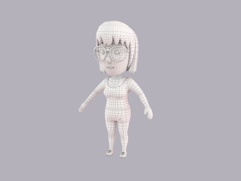Cartoon Female Character Rigged 072 Model 3D