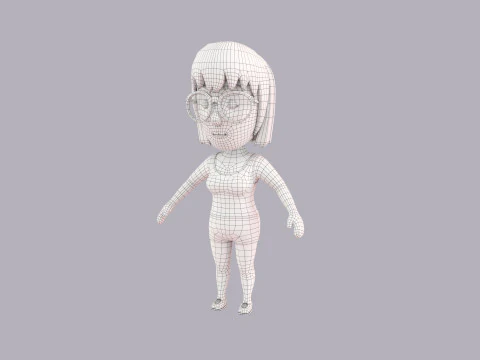 Cartoon Female Character Rigged 072 3D Model