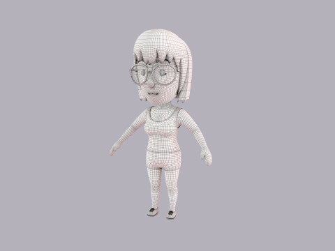 Cartoon Female Character Rigged 072 Model 3D