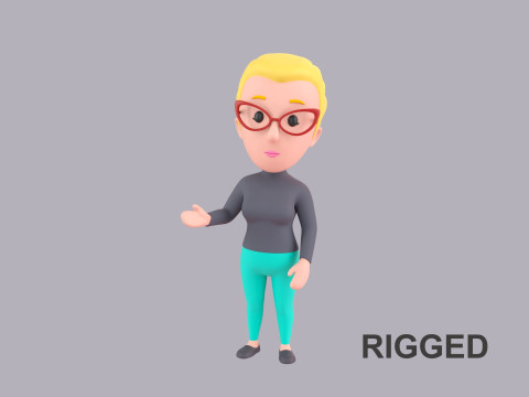 Cartoon Female Character Rigged 073 3D Model