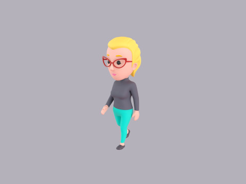 Cartoon Female Character Rigged 073 Model 3D