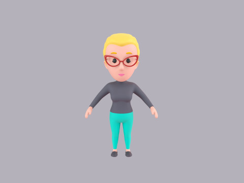 Cartoon Female Character Rigged 073 Model 3D