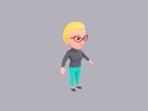 Cartoon Female Character Rigged 073 Model 3D