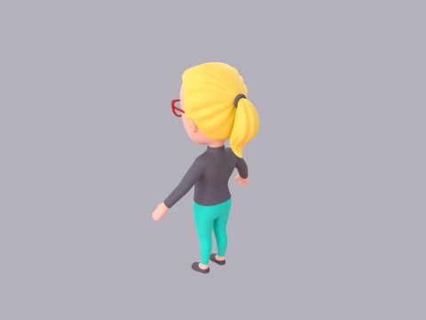 Cartoon Female Character Rigged 073 Model 3D