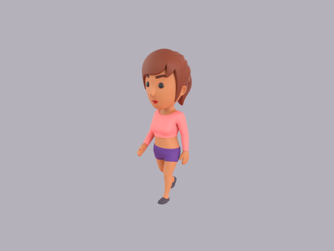 Cartoon Female Character Rigged 074 3D Model