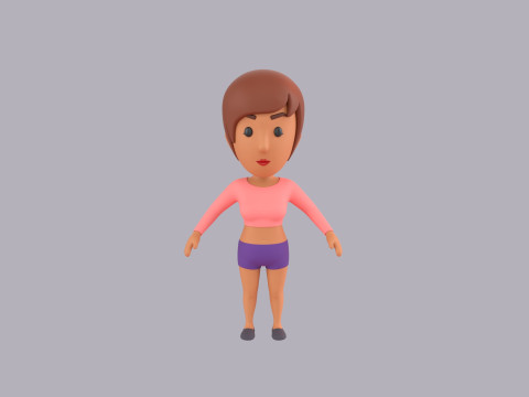Cartoon Female Character Rigged 074 3D Model