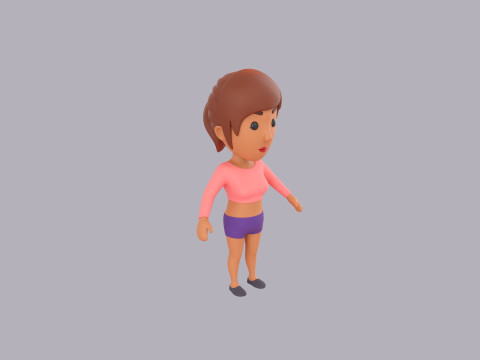 Cartoon Female Character Rigged 074 3D Model
