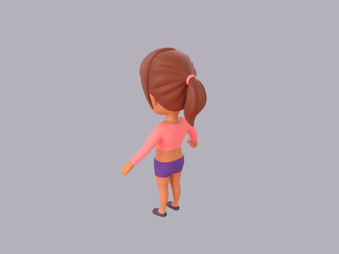 Cartoon Female Character Rigged 074 3D Model