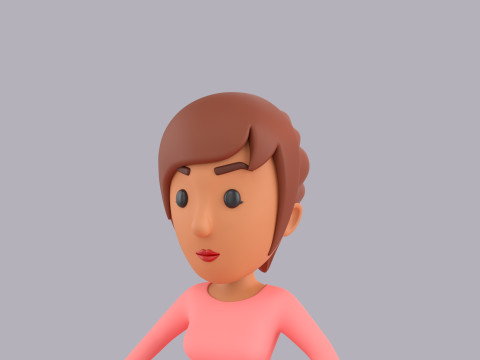 Cartoon Female Character Rigged 074 3D Model