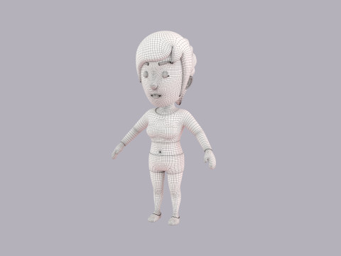 Cartoon Female Character Rigged 074 3D Model