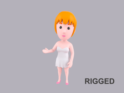 Cartoon Female Character Rigged 075 3D Model