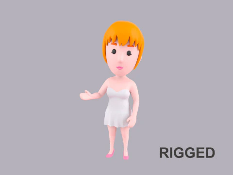 Cartoon Female Character Rigged 075 3D Model