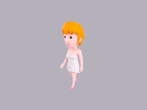 Cartoon Female Character Rigged 075 3D Model