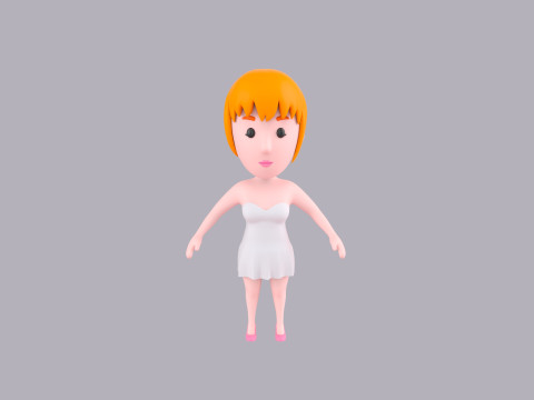 Cartoon Female Character Rigged 075 3D 模型