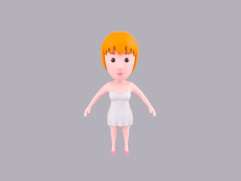 Cartoon Female Character Rigged 075 3D Model