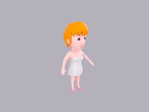 Cartoon Female Character Rigged 075 3D Model