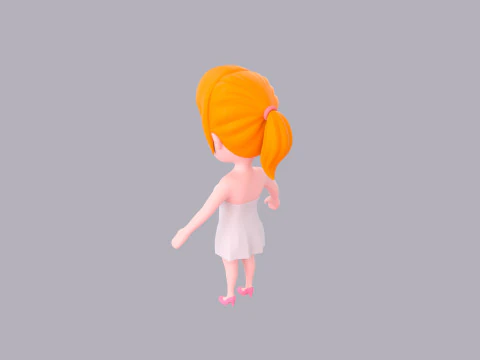 Cartoon Female Character Rigged 075 3D Model