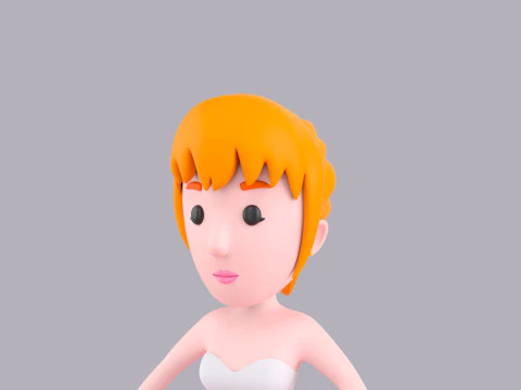 Cartoon Female Character Rigged 075 3D Model