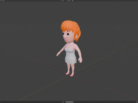 Cartoon Female Character Rigged 075 3D Model