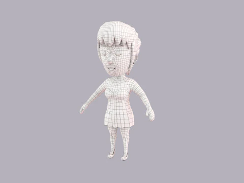Cartoon Female Character Rigged 075 3D Model