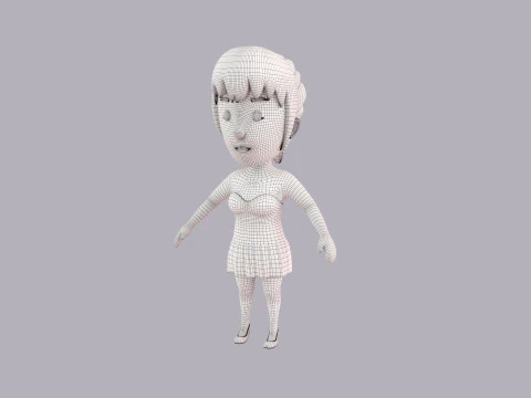 Cartoon Female Character Rigged 075 3D Model