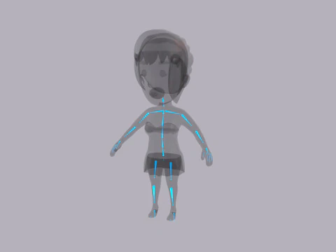 Cartoon Female Character Rigged 075 3D Model