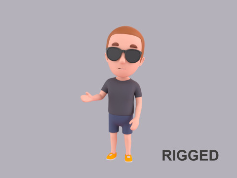 Cartoon Male Character Rigged 046 3D Model