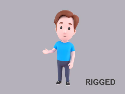 Cartoon Male Character Rigged 047 3D Model