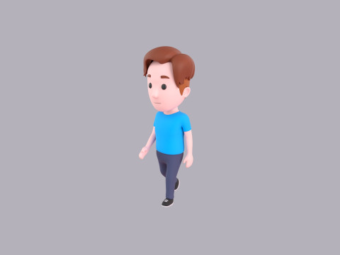 Cartoon Male Character Rigged 047 3D Модель